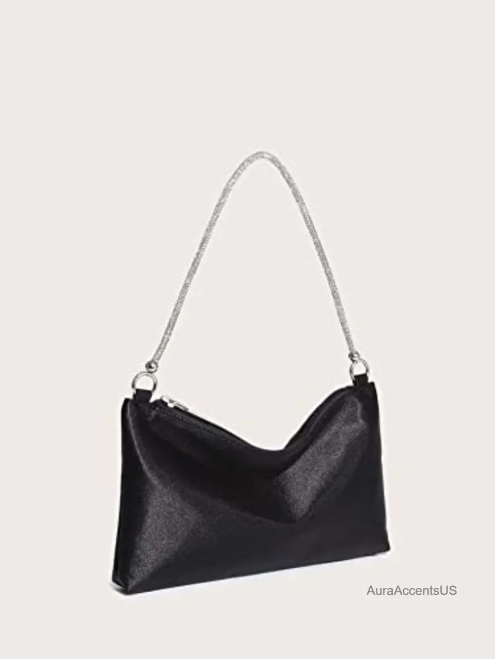Satin Evening Handbag Rhinestone Clutch Shoulder Bag Formal Party Purse